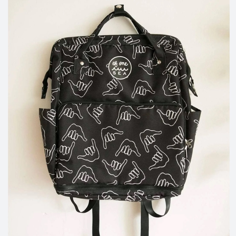 Black Patterned Women's Backpack